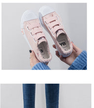 Load image into Gallery viewer, Women vulcanize shoes canvas sneakers size 4.5-8.5 female shoes hook&loop sewing casual shoes woman schoenen vrouw