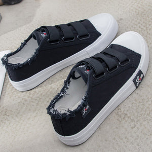 Women vulcanize shoes canvas sneakers size 4.5-8.5 female shoes hook&loop sewing casual shoes woman schoenen vrouw