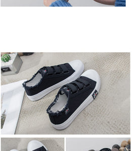 Women vulcanize shoes canvas sneakers size 4.5-8.5 female shoes hook&loop sewing casual shoes woman schoenen vrouw