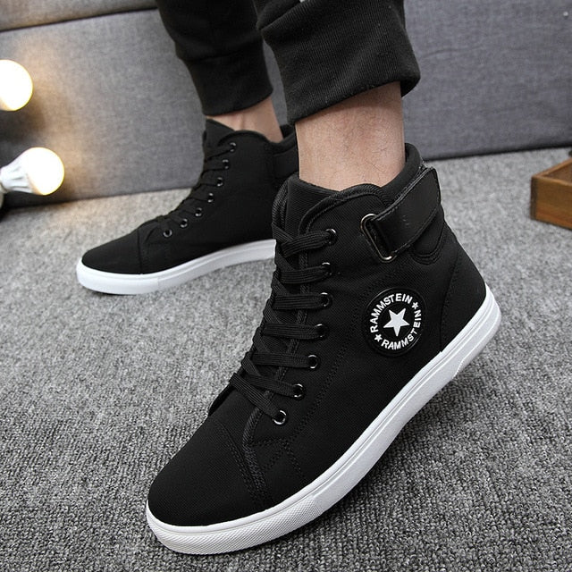 Fashion Sneakers Men Canvas Shoes High top Male Brand Footwear Men's Casual Shoes Fashion Black Sneakers
