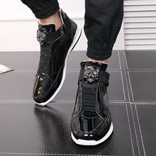 Load image into Gallery viewer, New Fashion High Top Casual Shoes For Men Super Cool lion Head gold silver botas Mens Casual Shoes Men High Top PU Leather Shoes