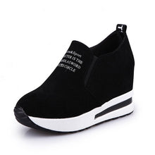 Load image into Gallery viewer, 2018 Flock New High Heel Lady Casual black/Red Women Sneakers Leisure Platform Shoes Breathable Height Increasing Shoes