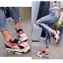 Load image into Gallery viewer, Women Sneakers Harajuku Platform Elevator Leather Casual Shoes Woman Thick Soled Zapatos Mujer Ladies Creepers 6cm High Heels