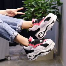 Load image into Gallery viewer, Women Sneakers Harajuku Platform Elevator Leather Casual Shoes Woman Thick Soled Zapatos Mujer Ladies Creepers 6cm High Heels