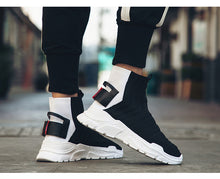 Load image into Gallery viewer, Fires Men Casual Shoes Fashion Black White Loafer Shoes Male Breathable Cool Flat Shoes High Top Man&#39;s Outdoor Sneakers