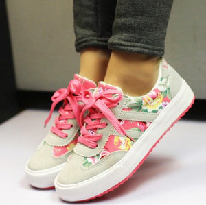 Women casual shoes printed casual shoes women canvas shoes tenis feminino 2019 new arrival fashion lace-up women sneakers