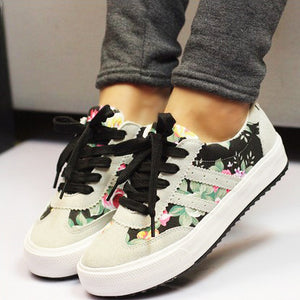 Women casual shoes printed casual shoes women canvas shoes tenis feminino 2019 new arrival fashion lace-up women sneakers